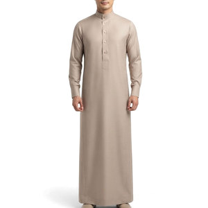 Easy Saudi Classic <b>Thobe</b> Tailored Long Length Design Collar Detail Button Front Comfortable Casual Daily Cotton Lightweight - Product Image 1