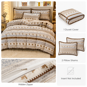 Ensemble de housse de <span class=keywords><strong>couette</strong></span> à imprimé <span class=keywords><strong>cerf</strong></span> nordique, ensemble de literie rayée douce avec taies d'oreiller, bordure en dentelle - Product Image 3