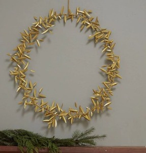 Couronne de feuilles d'automne rose avec tissu et accents métalliques décor saisonnier pour table style étagère affichage automne mariage pièce maîtresse - Product Image 5