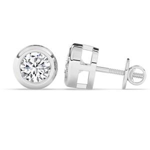 Pendientes de tuerca de corte redondo de moissanita en plata 925, joyería solitaria brillante, aspecto minimalista elegante para uso diario o cumpleaños - Product Image 2