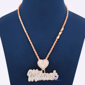 Cadena de cuerda de Hip Hop, nombre personalizado, letra Vvs, joyería de diamantes helados, conjunto de collar con colgante cultivado en laboratorio de alta calidad de plata 925 - Product Image 1
