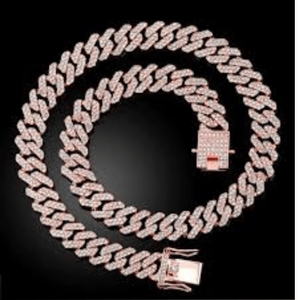 14kt Rose Gold Lab Grown Round Brilliant and baguette Cut Vvs Clarity Diamond <b>Iced</b> <b>Out</b> Cuban <b>Chain</b> in Hip Hop Style - Product Image 3