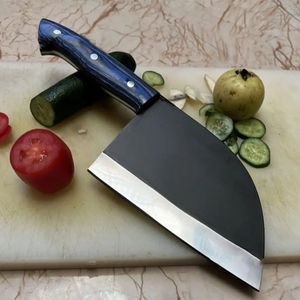 Couteau de chef Burraq en acier carbone fait main, multifonctionnel, motif goutte de pluie, étui en cuir, options DIY OEM, manche en bois - Product Image 6