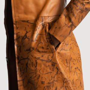 Abrigo de Cuero Reversible Color Bronceado, Cuello Alto, Cuero Genuino, Cierre de Cremallera Impermeable, Tejido, Tallas XS-XL, para Otoño e Invierno - Product Image 6