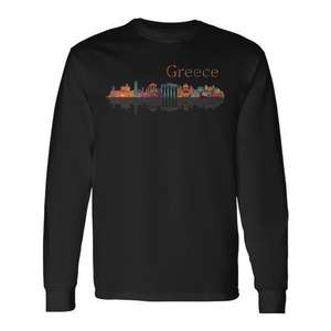 T-shirt à manches longues Grèce, design de voyage en Europe, Athènes, Santorin, Crète, pour les vacances - Product Image 1