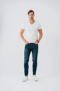 กางเกงยีนส์สแต็คเข้ารูปสำหรับผู้ชายกางเกงยีนส์สไตล์สตรีทพอดีตัวสำหรับผู้ชาย - Product Image 5