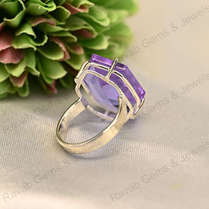 Anillo Vintage de Plata de Ley 925 de Alta Calidad, Chapado en Oro, con Amatista Morada, Corte Hexagonal, para Mujer, con Engaste de Bisel, para Fiesta - Product Image 5