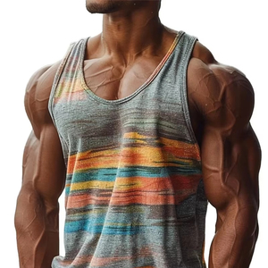 Men's Summer Casual Sleeveless Tank <b>Tops</b> Quick Dry 3D Printed Graphic <b>Vest</b> With Loose Crew Neck <b>Striped</b> Sports <b>Top</b> Design - Product Image 4