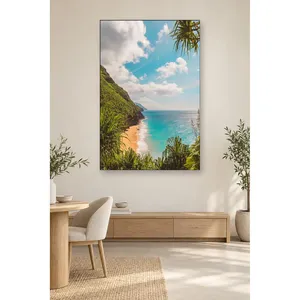Impression sur toile Fida Turquoise Bay avec des plantes tropicales - Product Image 4