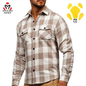 Camisa de Franela a Cuadros de Manga Larga, Acolchado Protector, Cortavientos, Unisex, Estilo Jersey para Motociclismo y Carreras, Poliéster, Espalda Casual - Product Image 1