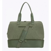 Sac de voyage de luxe pour femme, sac de sport durable, sac fourre-tout de week-end, fermeture éclair, compartiment à chaussures portable, grande capacité, toile, sac de nuit