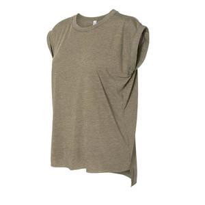 T-shirt ample à poignets roulés pour femmes T-shirt décontracté à ourlet haut-bas et à bord brut débardeur de sport pour femmes - Product Image 2