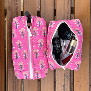 Sac de maquillage indien fait à la main grand bloc matelassé imprimé écologique durable en gros pochette cosmétique résistant à l'eau - Product Image 5