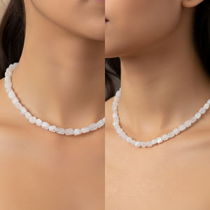 Collar de Piedras Preciosas de Plata de Ley con Baño de Oro, Corte Escalonado de Piedra Lunar Arcoíris, Ajustable, Hecho a Mano, Regalo de Boda - Product Image 6
