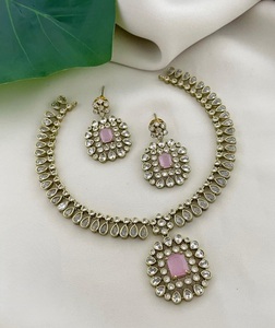 Collar Kundan antiguo de lujo, collar de circón real y Kundan, conjunto de joyería de boda india, collar clásico para mujer - Product Image 4