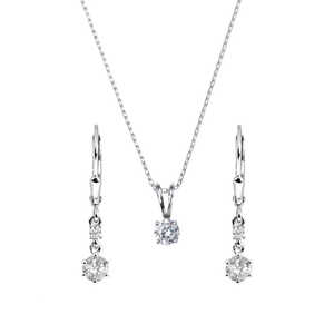 Single Solatire <b>Fine</b> <b>Jewelry</b> <b>Set</b> for Women Including Long Earrings and Necklace - Product Image 2