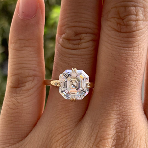 Anillo original de compromiso de moissanita de 2,50 quilates más vendido con anillos de joyería fina de oro amarillo de 18K con corte Asscher al por mayor - Product Image 6