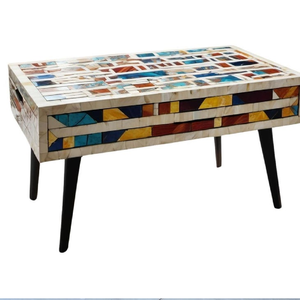 Mesa centrada de lujo con incrustaciones de hueso para sala de estar Consola de mesa de té elegante de gama alta india a precio de fábrica al por mayor - Product Image 4