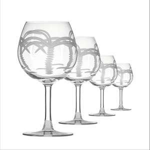 Verre à vin gobelet vintage 18oz en cristal soufflé à la main, motif palmier, sans plomb, gravé à la roue diamantée, nouveau design, pour fête - Product Image 1