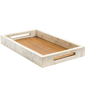 Hermosa bandeja para servir comida hecha a mano, combinación de madre de perla y hueso, arte de incrustaciones, fabricante de Bandejas para servir con incrustaciones indias - Product Image 4