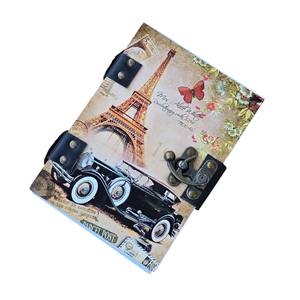 Diario de tapa dura con estampado de la Torre Eiffel, con cierre de metal y páginas blancas sin rayas, 7 pulgadas x 5 pulgadas - Product Image 1