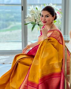 Sari Gujarati de Diseño FAB ZONE con Pallu Jacquard y Pedrería, para Fiestas, para Mujeres Adultas - Product Image 5