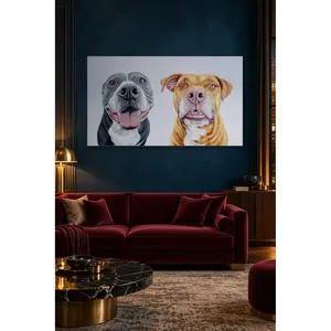 Impression sur toile Fida du duo Pitbull gris et jaune - Product Image 2
