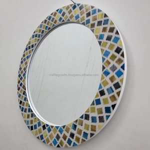 Miroirs muraux modernes faits à la main pour chambre salon salle de bain décor grande taille bois avec incrustation de résine artisans qualifiés vente - Product Image 1