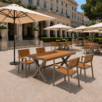 Juego de Comedor de Teca para Exteriores Personalizado OEM, Juego de Sillones Resistentes a la Intemperie, Muebles para Hoteles, Resorts y Restaurantes