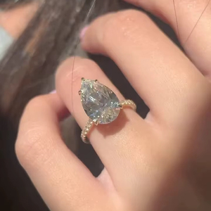 10x12มม. ลูกแพร์ตัด Moissanite แหวนหมั้นแหวนปูทองสีเหลืองชุบ925เงินเครื่องประดับดีขายส่งสำหรับผู้หญิง - Product Image 3