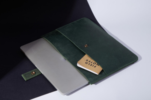 Handmade Durable Portable Crazy Horse Leather <b>Laptop</b> Sleeve Classic Business <b>Bag</b> for <b>Work</b> Travel Everyday Use GLS-0203 - Product Image 3