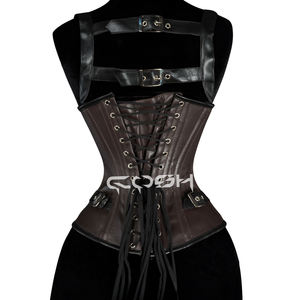 คอร์เซ็ทหนังสีน้ำตาลสไตล์สตีมพังก์คอสเพลย์แบบผูกคอ - Product Image 6