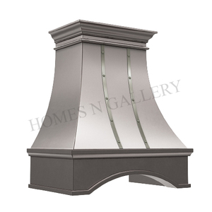 Hotte de cuisine murale en acier inoxydable de haute qualité, personnalisée, avec bandes et rivets, pour îlot de cuisine - Product Image 6
