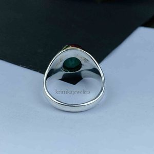 High Quality 925 Sterling Silver Classic Bezel Setting <b>Indian</b> Wedding <b>Ring</b> with Green Onyx Gemstone for Women's Party Gift - Product Image 3