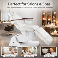Table de beauté électrique blanche réglable pour massage, soins du visage, spa, salon, tatouage et traitement des cils