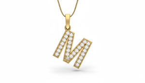 Elegante Colgante con Letra M en Oro Rosa de 14K con Diamantes Reales, Joyería Fina Personalizada de Lujo para Mujer - Product Image 4