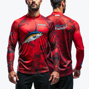 Jersey de pesca de manga larga con estampado personalizado completo para hombre, secado rápido y protección UPF 50, transpirable para Uso Deportivo y al aire libre - Product Image 4