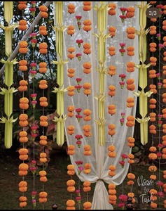 Guirnalda de flores esponjosas de caléndula de 6 pies de largo, paquete de 100 Cuerdas, ideal para bodas indias, decoración del templo Ganpati, decoraciones festivas - Product Image 4