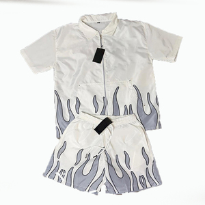 Logo personnalisé brodé Ensemble chemise et short deux pièces coupe-vent respirant et réfléchissant pour hommes de grande taille - Product Image 5
