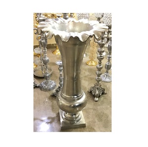 Florero de aluminio rugoso para urnas, Juego de 3 piezas para centros de mesa de boda, florero de Metal plateado de alta calidad para decoración del hogar - Product Image 4