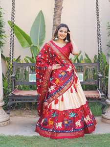 ผ้าไหม dola choli lehenga choli & dupatta ที่มีการพิมพ์และฟอยล์ส่งออกสินค้ามาใหม่ของอินเดีย - Product Image 4