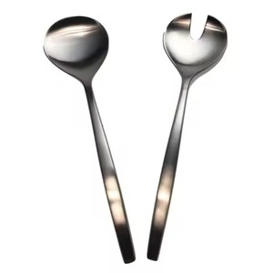 Ensemble de service de salade en acier inoxydable pour restaurant, ensemble de fourchettes et de cuillères à manche en laiton, ustensiles robustes - Product Image 4