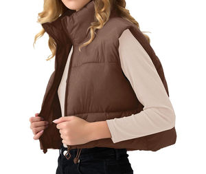 Gilet bouffant en coton imperméable en toile légère pour femmes Design classique col montant coupe-vent respirant vêtements d'extérieur isolés - Product Image 4