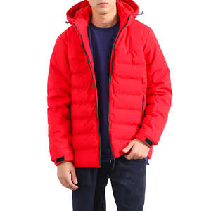 Veste matelassée décontractée d'hiver pour homme, coupe-vent, avec capuche, logo frontal, fermeture éclair, motif uni, service OEM disponible, IRSA SPORTS - Product Image 1