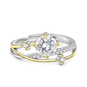 Bague de fiançailles ouverte en argent sterling bicolore Jeulia Meteor Trail - Product Image 1