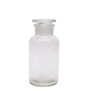 Laboratorium Gebruiken Chemische Heldere Amberkleurige Fles 250 Ml Reagens Fles Brede Mond Reagensflessen Met Deksel