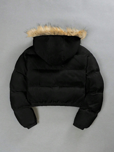 <b>Puffer</b> <b>Jacket</b> <b>Crop</b> Top Embroidered for <b>Women</b> Cold Weather <b>Jacket</b> With Full Customization on Trending - Product Image 3