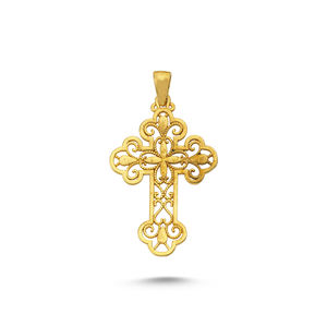 Colgante de cruz de Jesús con diseño de arte, collar de oro sólido de 14K auténtico, colgante turco, joyería fina - Product Image 5