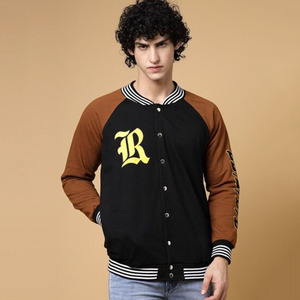 เสื้อแจ็คเก็ต Letterman แบบวินเทจสำหรับผู้ชาย  ผ้าฝ้ายฟลีซพิมพ์ลายสกรีนด้วยผ้าไหม  ออกแบบใหม่  ระบายอากาศได้ดี เป็นมิตรกับสิ่งแวดล้อม เหมาะสำหรับฤดูหนาว - Product Image 1