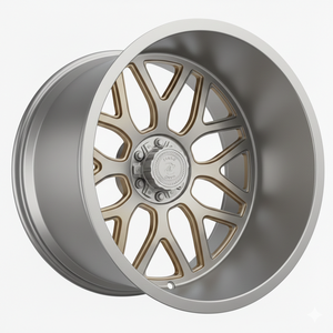 Jante forgée tout-terrain : design Deep Dish Mesh, bicolore argent/or, compatible Fuel/Moto Metal, 20x12/22x14, 8x165.1/8x170, spécifications robustes - Product Image 6